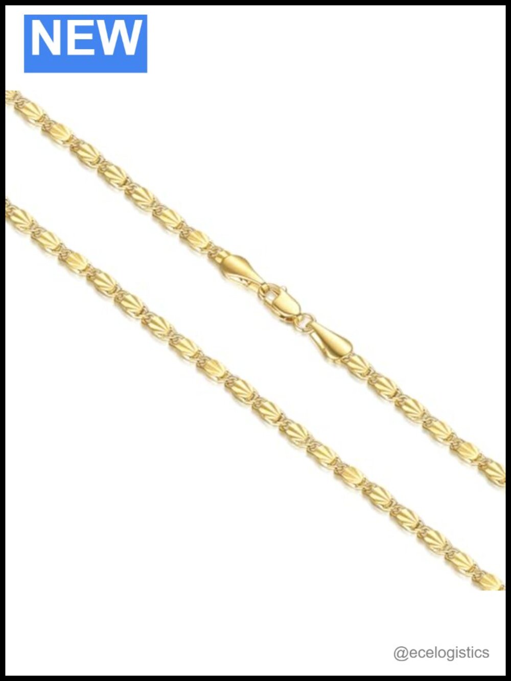 14K Gold Plated Mariner Chain Necklace Diamond Cut Unisex 20"